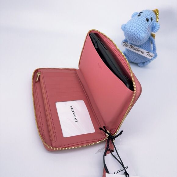 Coach C9073 Dempsey Large Phone Wallet Signature Jacquard Stripe And Patch Taffy - Picture 6 of 9